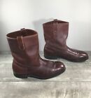 Mason Western 914 Made in USA Brown Leather Cowboy Roper Men’s Boots 10 Vintage