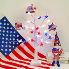 4Th of July Decorations 25'' Light up Birch Tree with 24Pcs Red White Blue Star