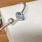 Authentic Pandora Sterling Silver BLUE LADYBUGS Glass Murano Charm