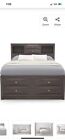 queen bed frame with storage drawers wood used