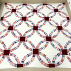 Handmade Double Wedding Ring Cotton Sewing Patchwork Queen Size Quilt top/topper