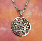 Merkabah on Flower of Life Necklace, Sacred Geometry Merkaba Pendant Box chain