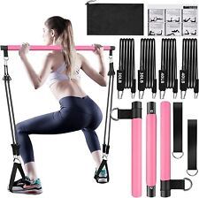 Pilates Bar Kit with Resistance Bands(4 x Bands),3-Section Pilates Bar with S...