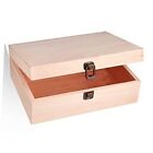 Unfinished Pine Wood Box - Large Wooden Boxes with Hinged Lid for Craft, DIY,
