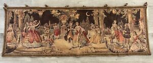 Gorgeous Victorian Antique Tapestry Dancing Gathering Made in Belgium 51 x 18”