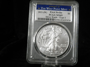 2021-(W) $1 American Silver Eagle Type 1 PCGS MS69 FS Struck at West Point