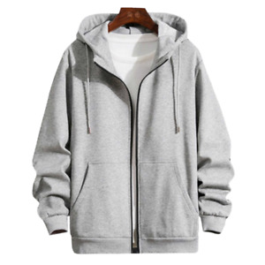Hooded Cardigan Hoodie Mens Full Zipper Sport Jacket Loose Casual Sweatshirt Top