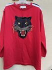 Gucci Italy embroidered tiger Long Sweater Large Red 100% Cotton