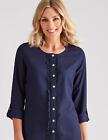 Womens Winter Tops - Blue Blouse / Shirt - Linen - Casual Clothing | NONI B