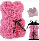 🔥Valentines Day Pink Rose Flower Teddy Bear + Box + Card ❤️ BNWT❤️