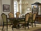 Traditional Dining 7pc Set Table w Leaf and Formal Chairs Chenille Seat and Back