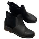 Sorel Evie pull on wedge boots women 9 black suede