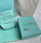 Return to Tiffany & Co. Mini Double Heart Tag Pendant Necklace Blue Enamel