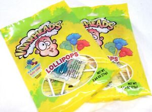 Warheads Extreme SOUR Lollipops ~ 2.64oz bags ~ Pops 3 flavors ~ Lot of 2