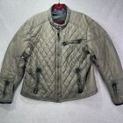 Polo Ralph Lauren Mens Jacket Quilted Moto Size XXL TT G distressed Gray grn