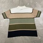 Vintage Mock Neck T Shirt Striped 90s Y2K Tee M Women’s Top Ribbed COLORBLOCK