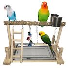 Bird Playground Parrot Playstand Birds Play Stand Wood Exercise Perch Gym Sta...