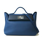 HERMES PHW 24/24 2 Way Shoulder Bag Togo Leather Bleu Brighton Blue