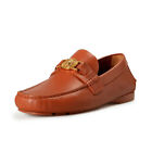 Versace Men's Brown 100% Leather Gold Medusa Car Shoes Loafers Shoes US 10 IT 43