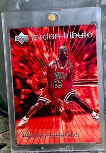 Michael Jordan Card 90’s INSERT RED RAINBOW HOLO FOIL RARE BULLS JERSEY #23 🔥