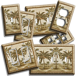 VINTAGE RETRO EXOTIC TROPICAL PALM TREES LIGHT SWITCH OUTLET WALL PLATE ROOM ART