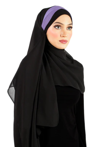 Chiffon Wrap Hijab Headscarf with 1 Color Stripe - Shawl For Muslim Women Hijab