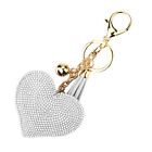 Love Heart Shiny Rhinestone Heart Keychain Handbag Pendant Tassel Keychain Charm