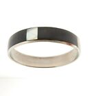 Vintage Mother of Pearl Buffalo Horn Inlay Bangle Bracelet 0.5 x 2.5
