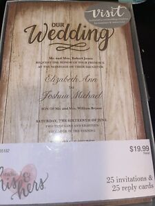 Rustic His & Hers Wedding Invitations Bridal Shower Card Personalized Qty 25