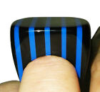 Antique Art Deco Bakelite Ring Black and Blue Stripe Vintage Plastic Big Beauty!