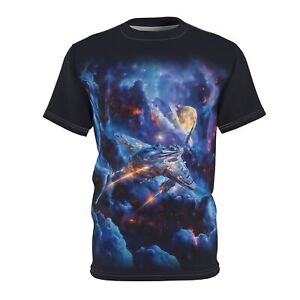 Cosmos Space Battleship Loose Unisex Tshirt Solar Galaxy Stars Planets Tee Shirt