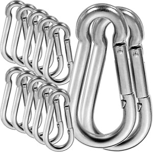 12Pcs 4Inch Spring Snap Hook, M10 Stainless Steel Quick Links, 3/8 Inch Large Ca