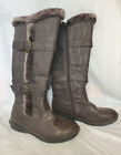 Women's Brown SIZE 8 Faux Leather Fur Lined Knee Length Zip Up Winter Boots