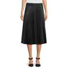 Time and Tru Women's Faux Leather Pleated Midi Skirt, Size Large 12/14 Black