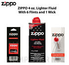 Zippo Lighters 4oz Fuel Fluid and 6 Flints & 1 Wick Value Pack Combo