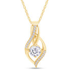 Solid 14K Yellow Gold Necklace for Women Pendant Necklace with Moissanite 18''