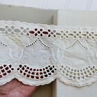Off White Floral Embroidered Cotton Trim/Sewing/Upholster/Crafts/CI5/4.25