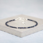Sapphire Bead Dainty Minimalist Healing Women 925 Sterling Silver Bracelet Gifts