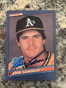 JOSE CANSECO SIGNED AUTO 1986 DONRUSS RC ROOKIE CARD JUST SIGNED FRESH NM-MT JSA