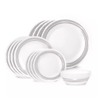 New Corelle Brushed Silver 16-Piece Dinnerware Set 1145807 Service for 4