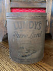 Rare The Lundy Packing Co pure lard tin Clinton North Carolina 12”h 10”d