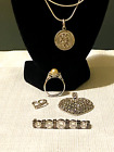 Lot Of Vintage Sterling Silver Jewelry Wells JC MC Ring Necklace Pendant Brooch