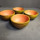 New ListingVintage Clay Pottery Bowls Set of Four Green Outside Orange Inside