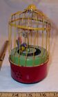 SINGING BIRD IN CAGE TIN WIND UP CLOCK WORK TOY 1930s JAPAN WORKS