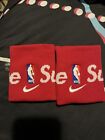 NWT Supreme Nike NBA Box Logo Knit Wristbands Red White SS19 DS AUTHENTIC StockX