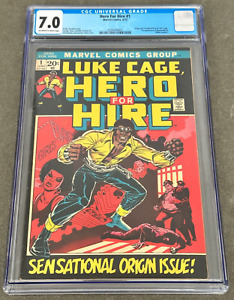 Hero for Hire # 1 CGC 7.0 WP (1972) 1st Appearance Luke Cage & Diamondback KEY