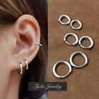 Surgical Steel Round Huggie Hoop Earrings Men Women Trendy Jewelry 8-20mm 2Pcs