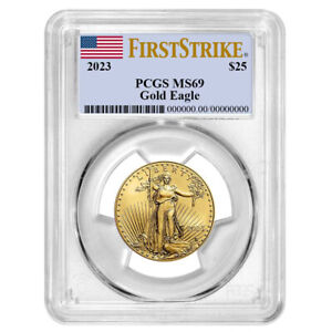 2023 $25 American Gold Eagle 1/2 oz PCGS MS69 FS Flag Label