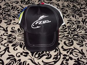 FLW OUTDOORS CASTROL FISHING HAT CAP BLACK WITH WHITE LETTERS HOOK ADJUSTABLE
