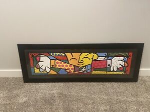 The Hug by Romero Britto Art Print Colorful  Print On Board- Framed 65 X 23.5